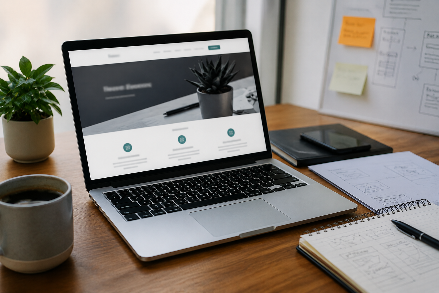 Clean modern layout grid of a conversion-focused professional services website